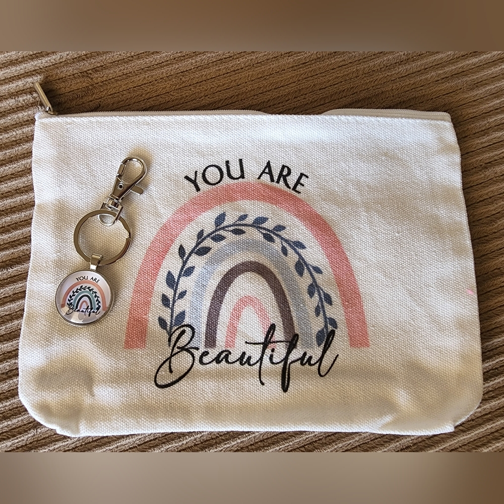 COPY - "You are Beautiful" Canvas Bag and Keychain Set